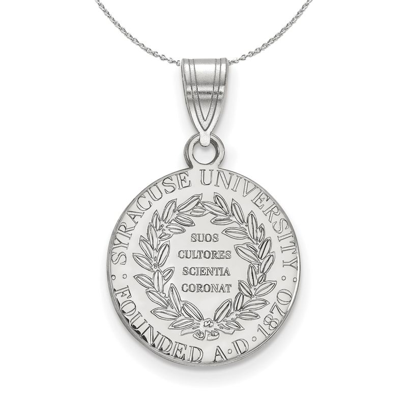 Sterling Silver Syracuse U. Medium Crest Necklace - 16 Inch